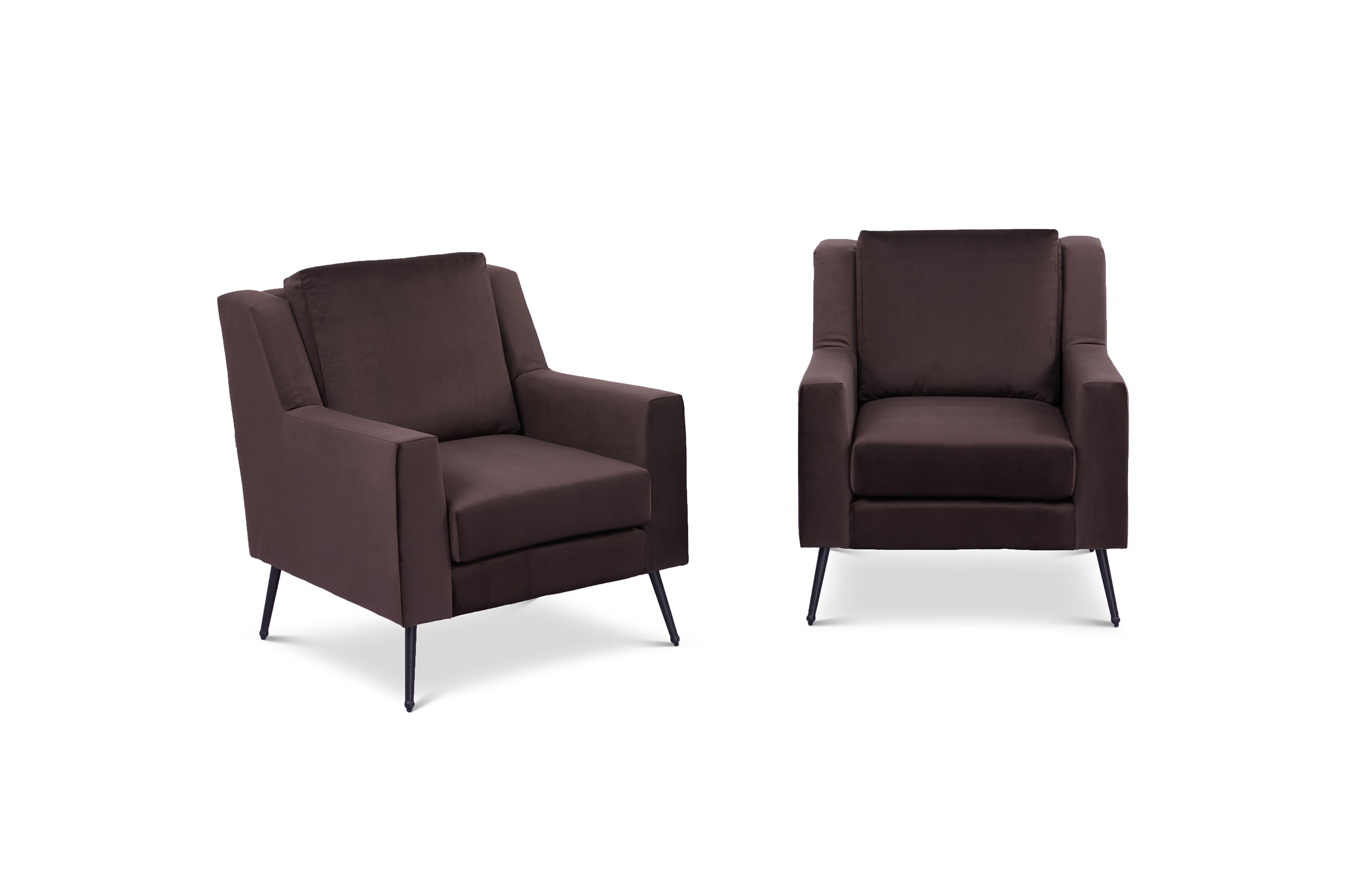 Set of 2 Berkeley Velvet Brown Accent Chairs
