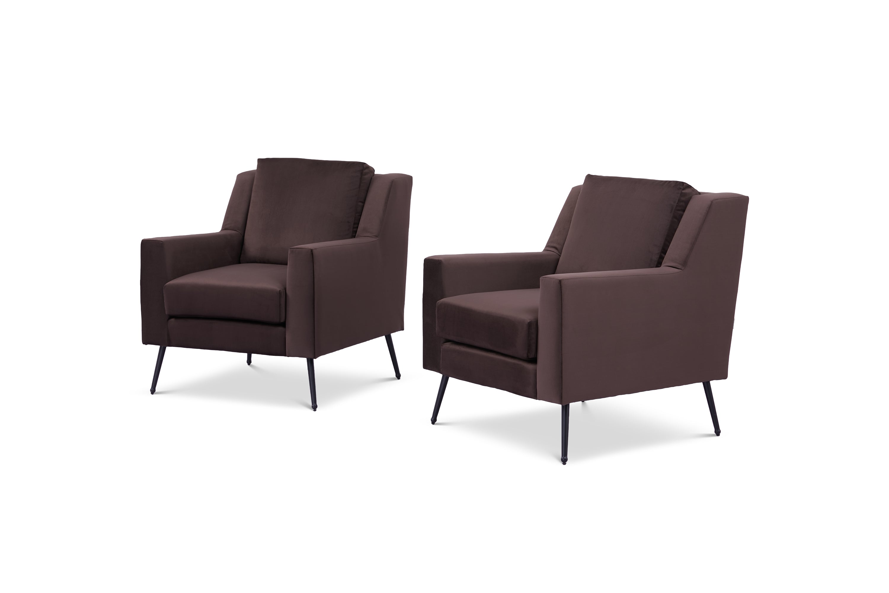 Set of 2 Berkeley Velvet Brown Accent Chairs
