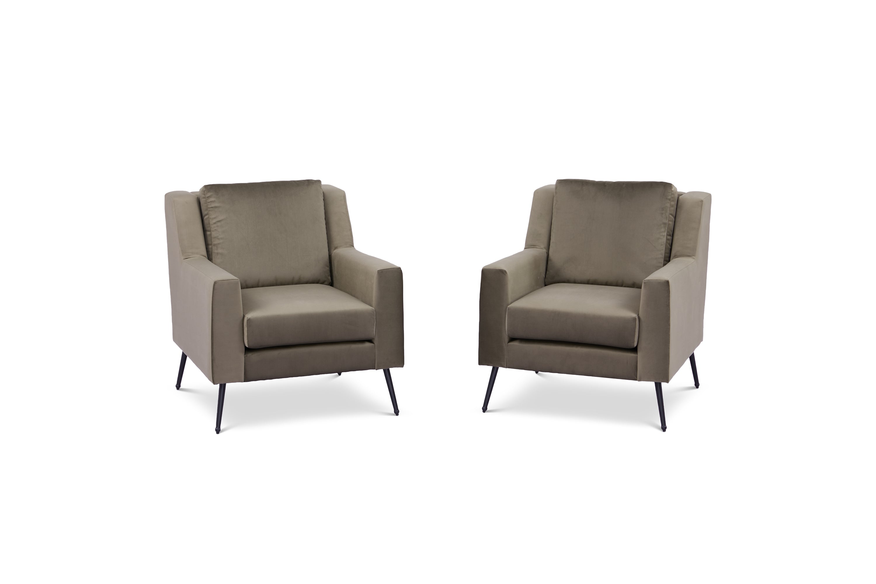 Set of 2 Berkeley Velvet Olive Green Accent Chairs