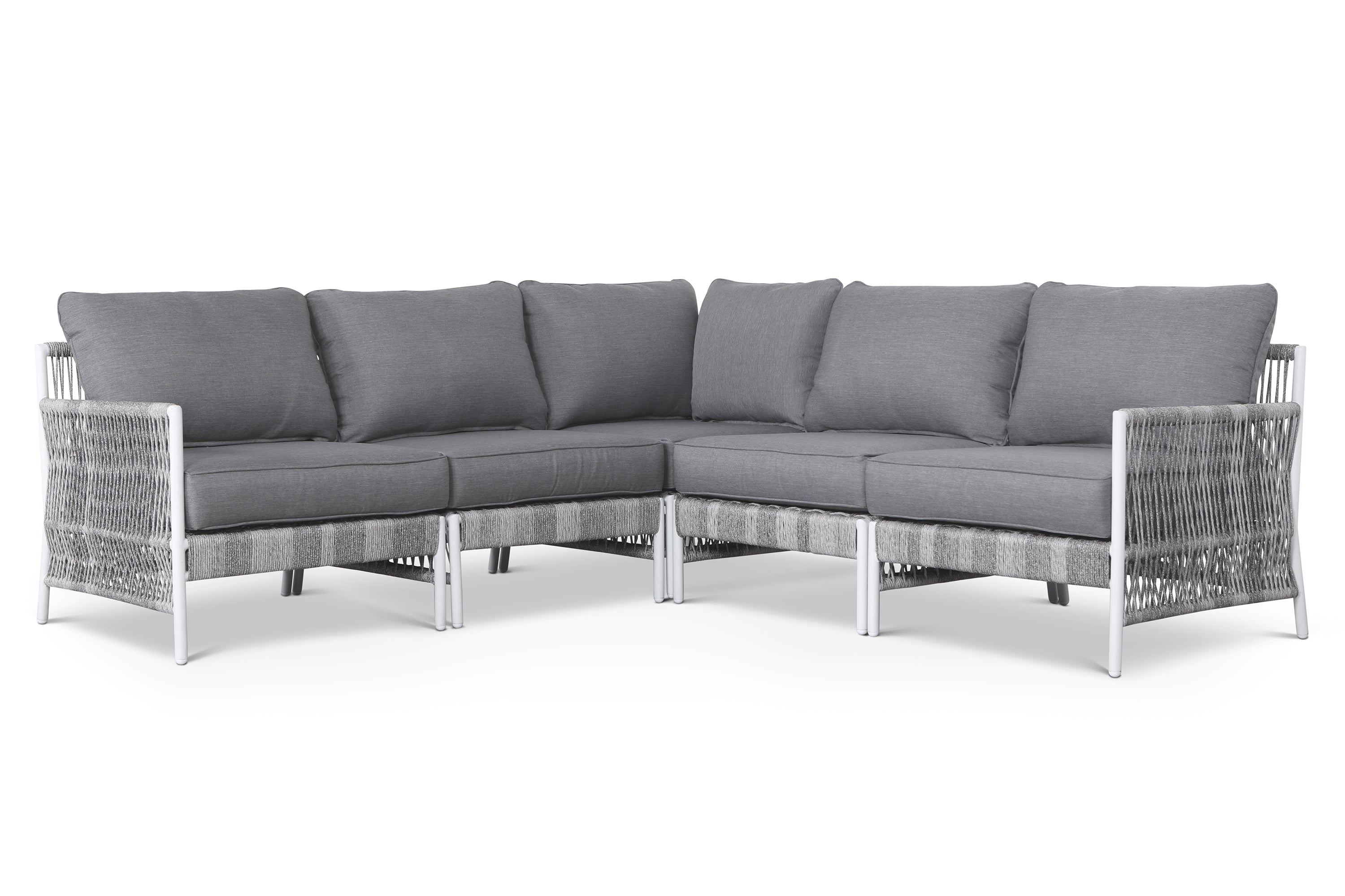 Olivia Grey 5 Piece Outdoor Roped Wicker Sectional