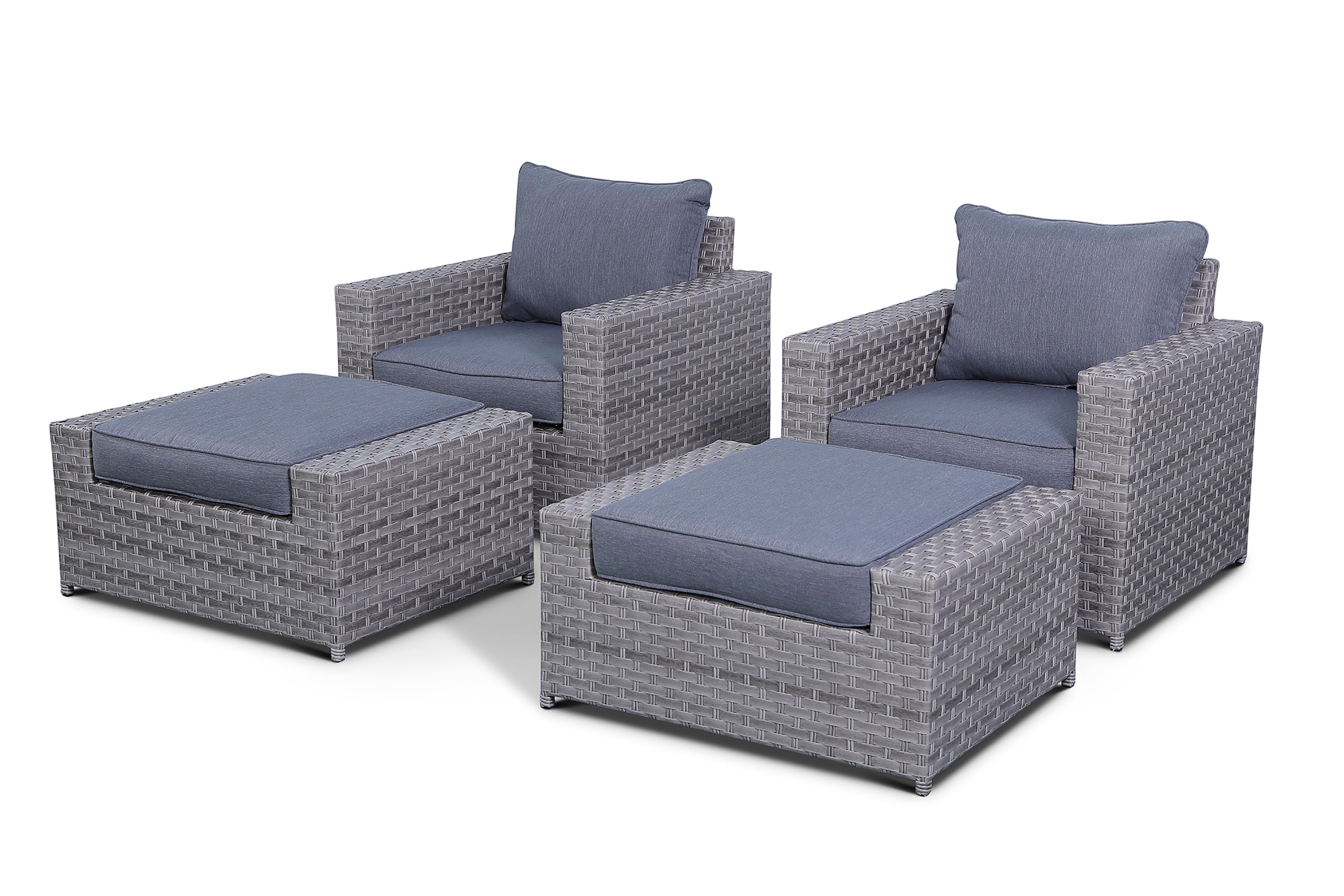 Kensington Grey 4 Piece Outdoor Club Chair Conversation Set