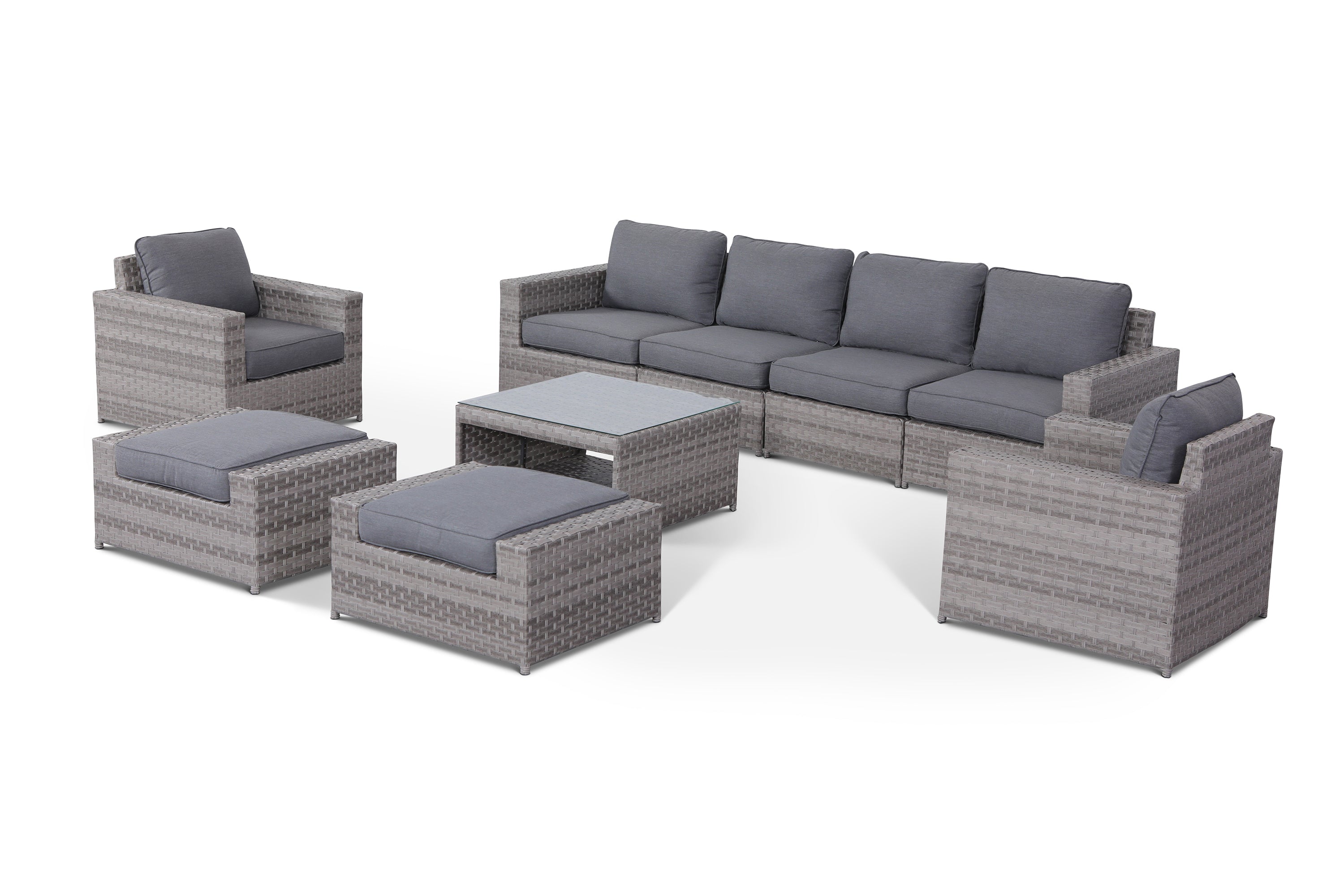 Kensington Grey 9 Piece Outdoor Wicker Large Sofa Set