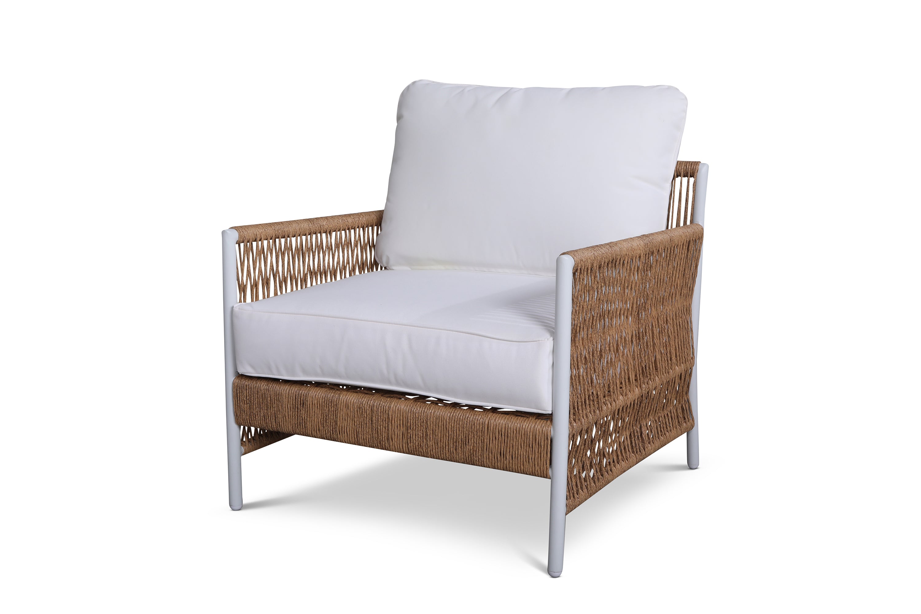 Olivia Ivory Roped Wicker Club Chair