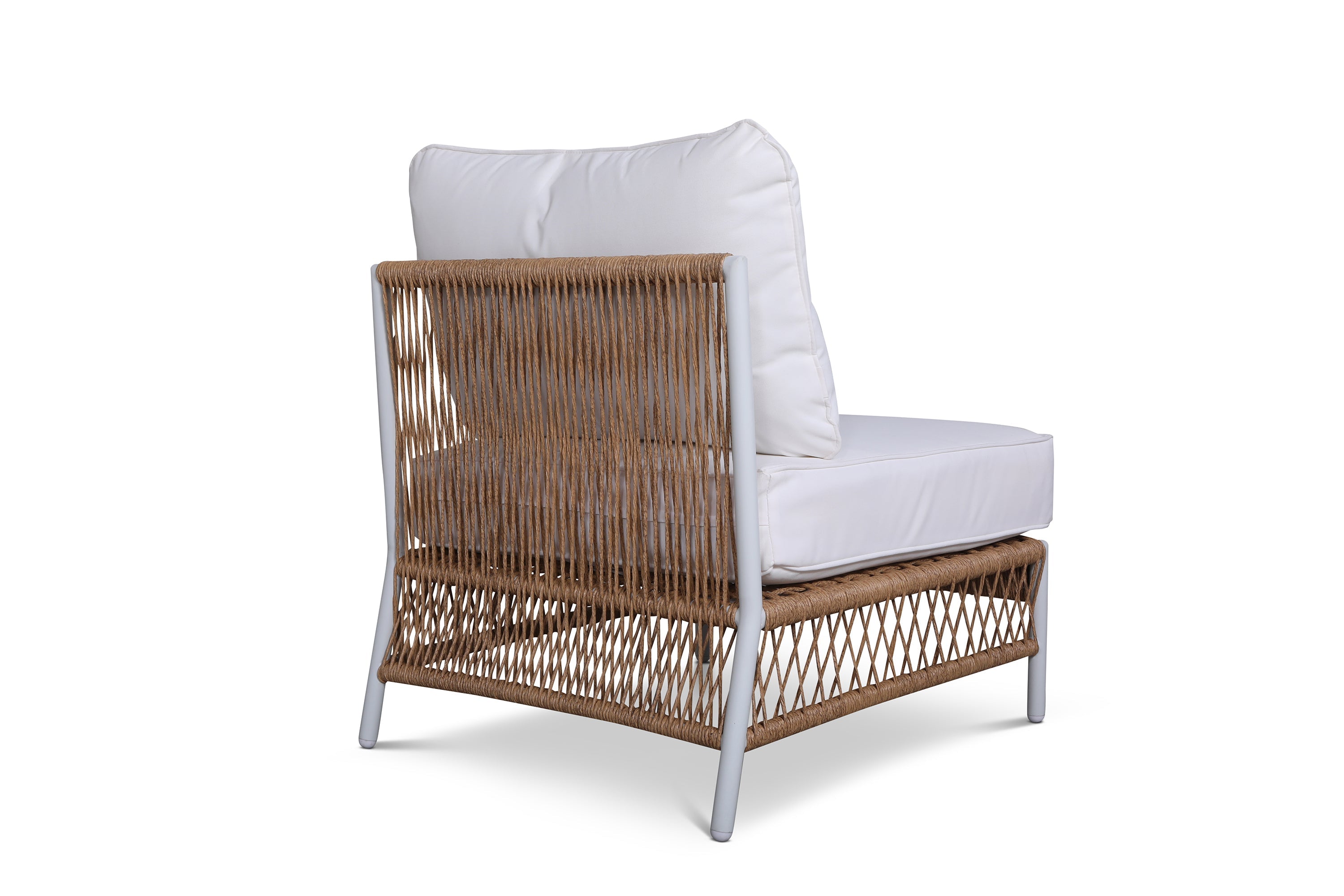 Olivia Ivory Roped Wicker Armless Chair
