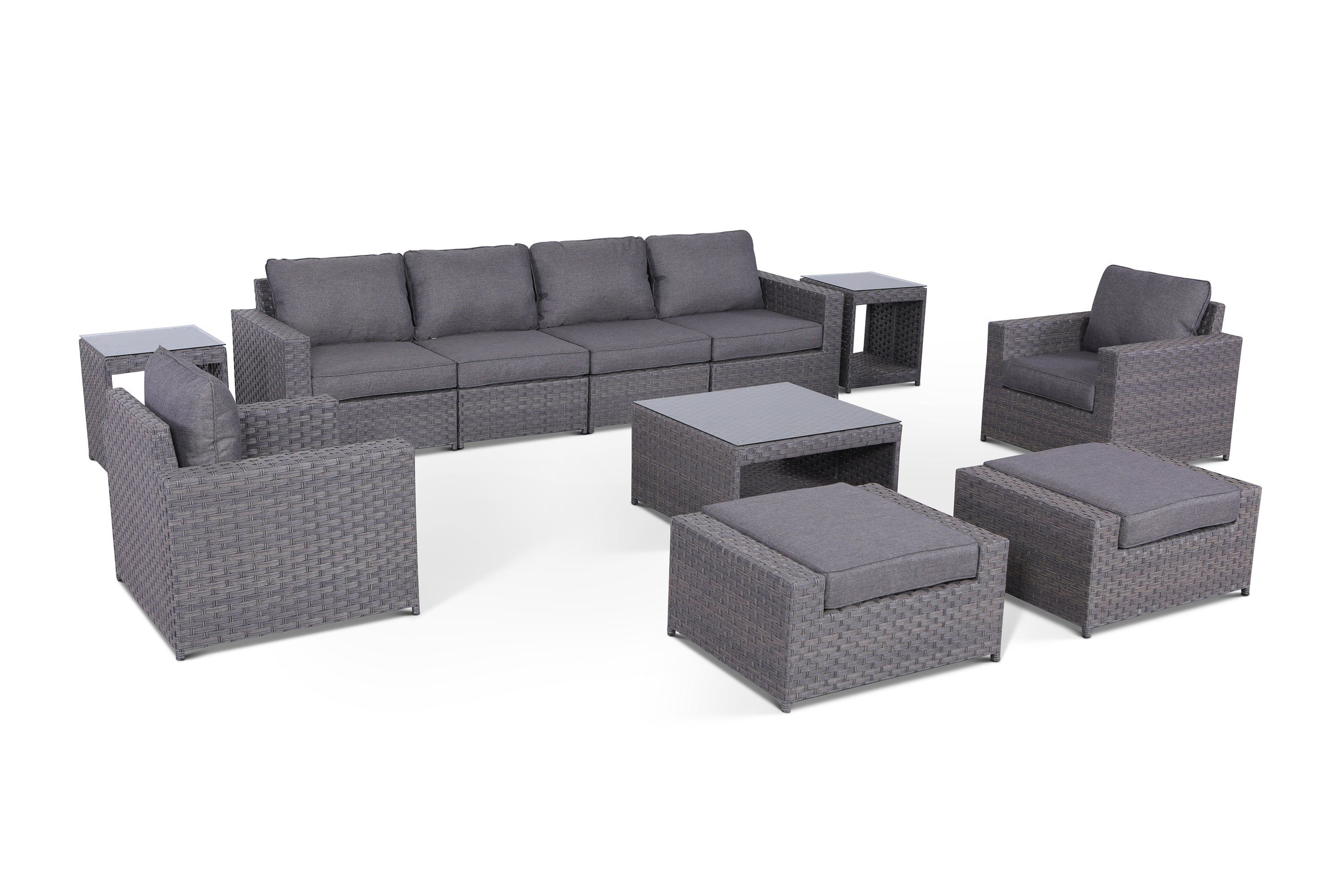Cromwell 11 Piece Outdoor Wicker Large Sofa Set with End Tables