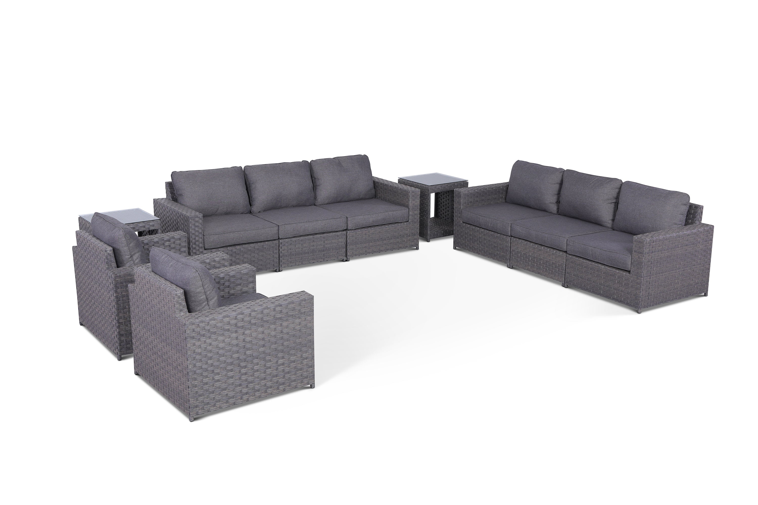 Cromwell 10 Piece Outdoor Conversational Sofa Set with End Tables
