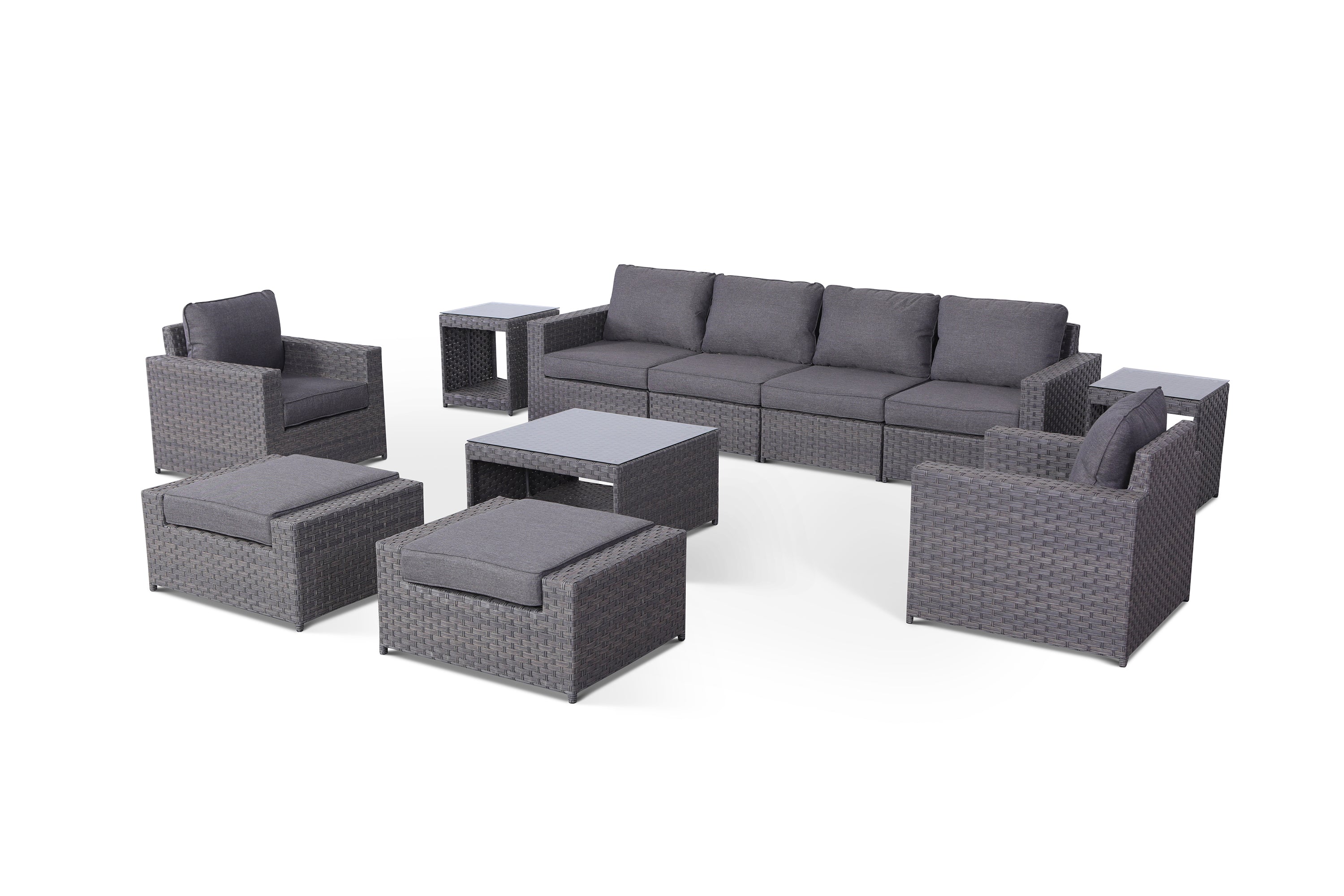 Cromwell 11 Piece Outdoor Wicker Large Sofa Set with End Tables
