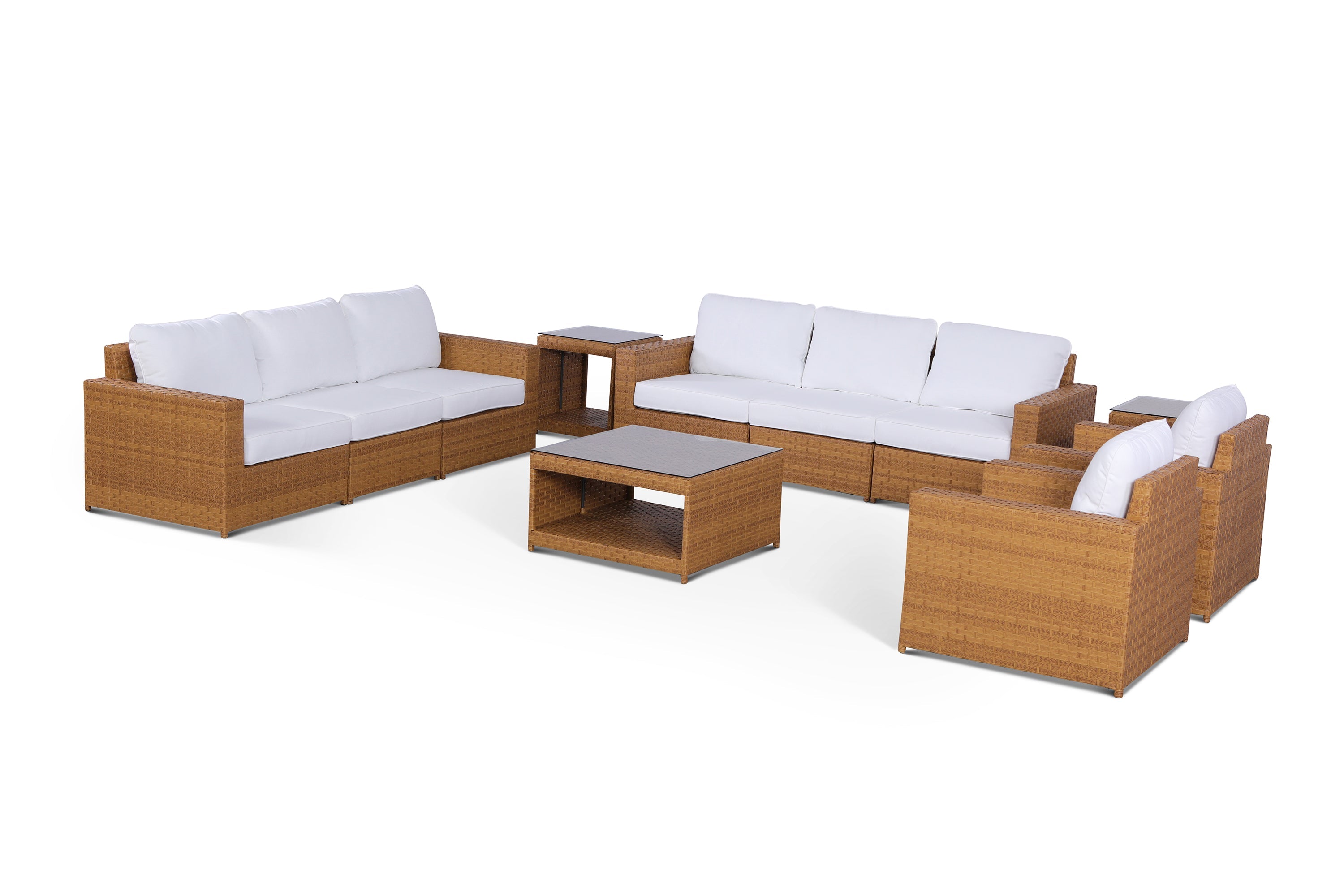Seabrook 11 Piece Outdoor Conversational Sofa Set with End Tables