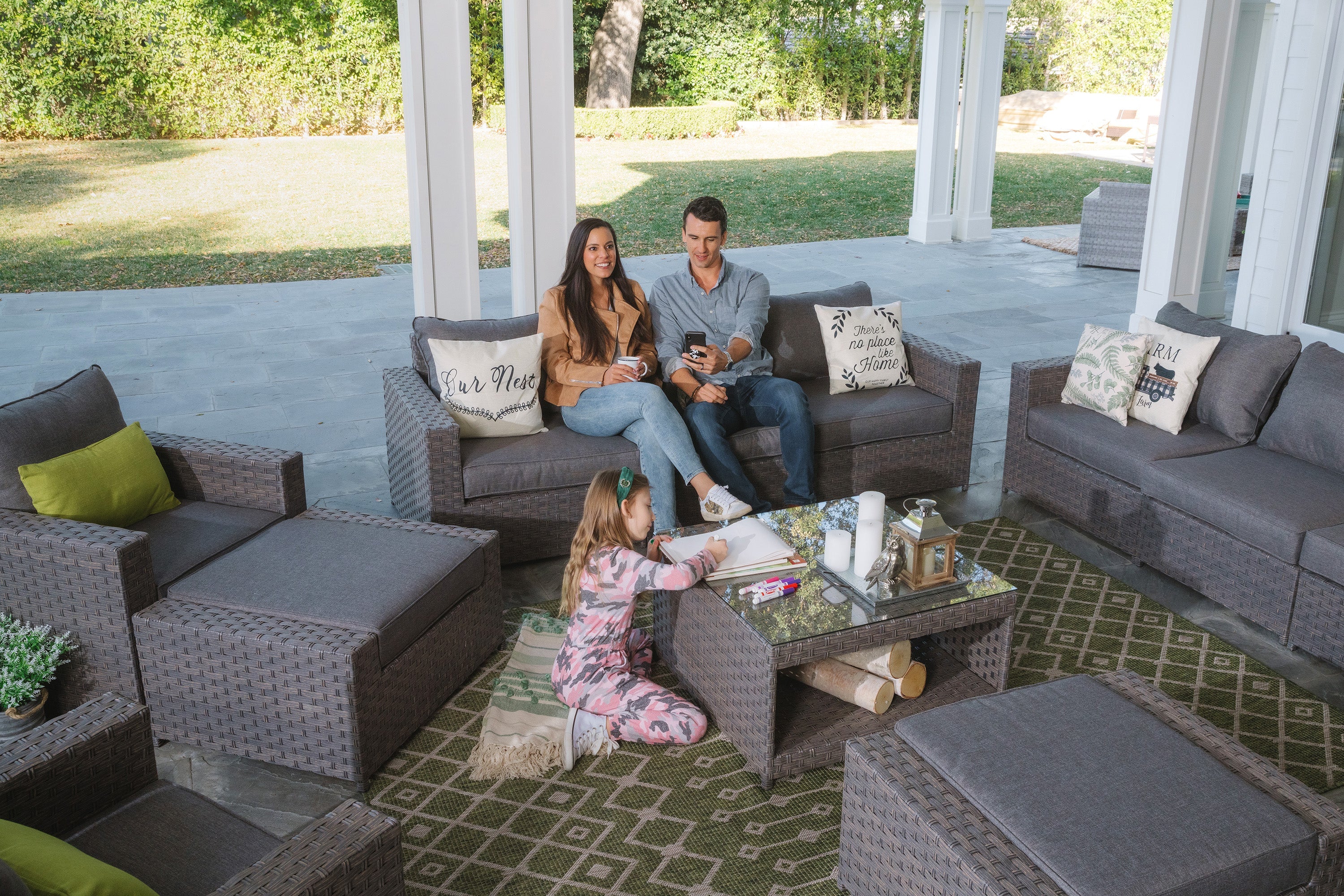 Cromwell 11 Piece Outdoor Conversational Sofa Set with End Tables