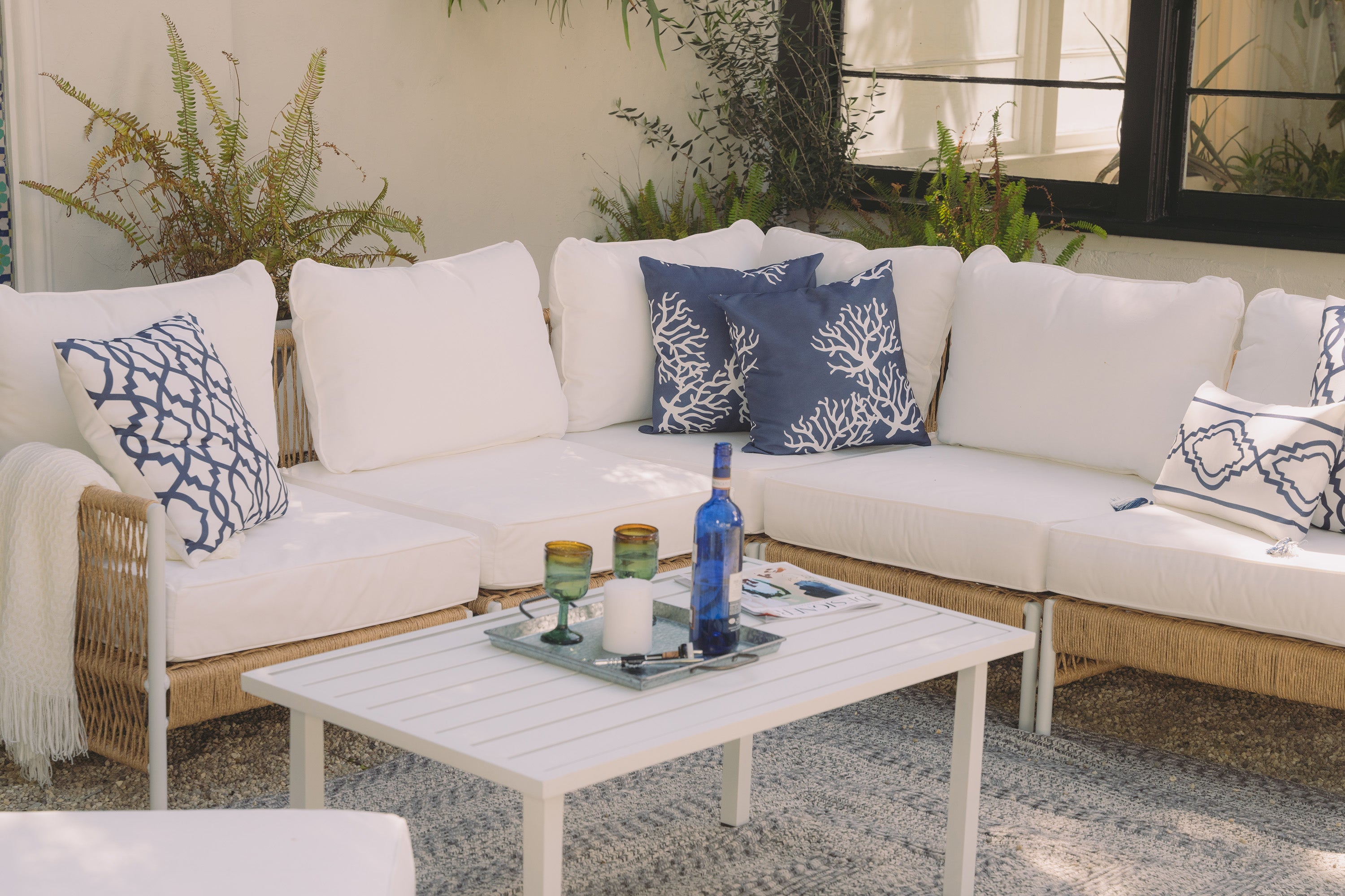 Olivia Ivory 7 Piece Outdoor Sectional Set