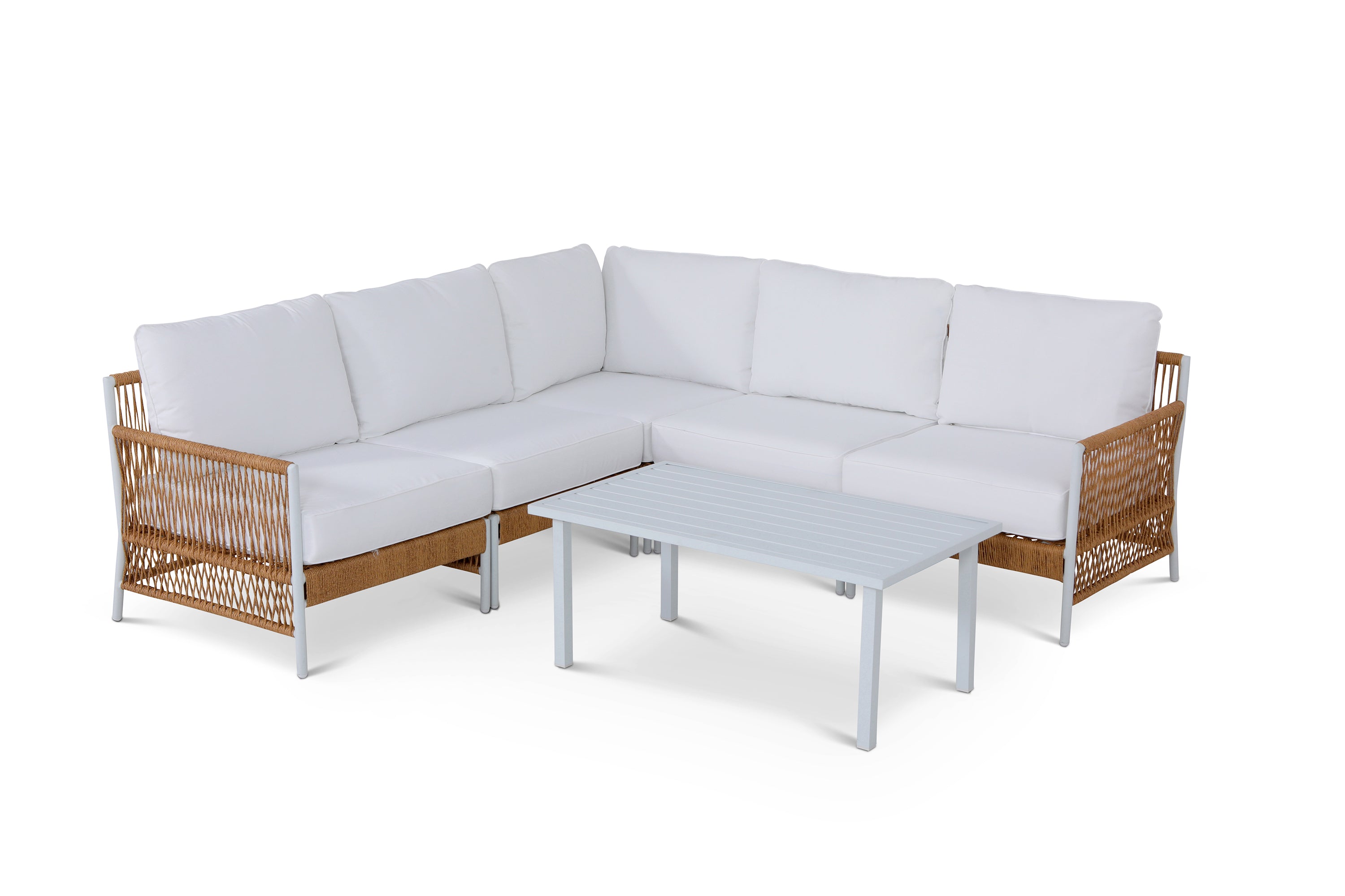 Olivia Ivory 6 Piece Outdoor Sectional Set