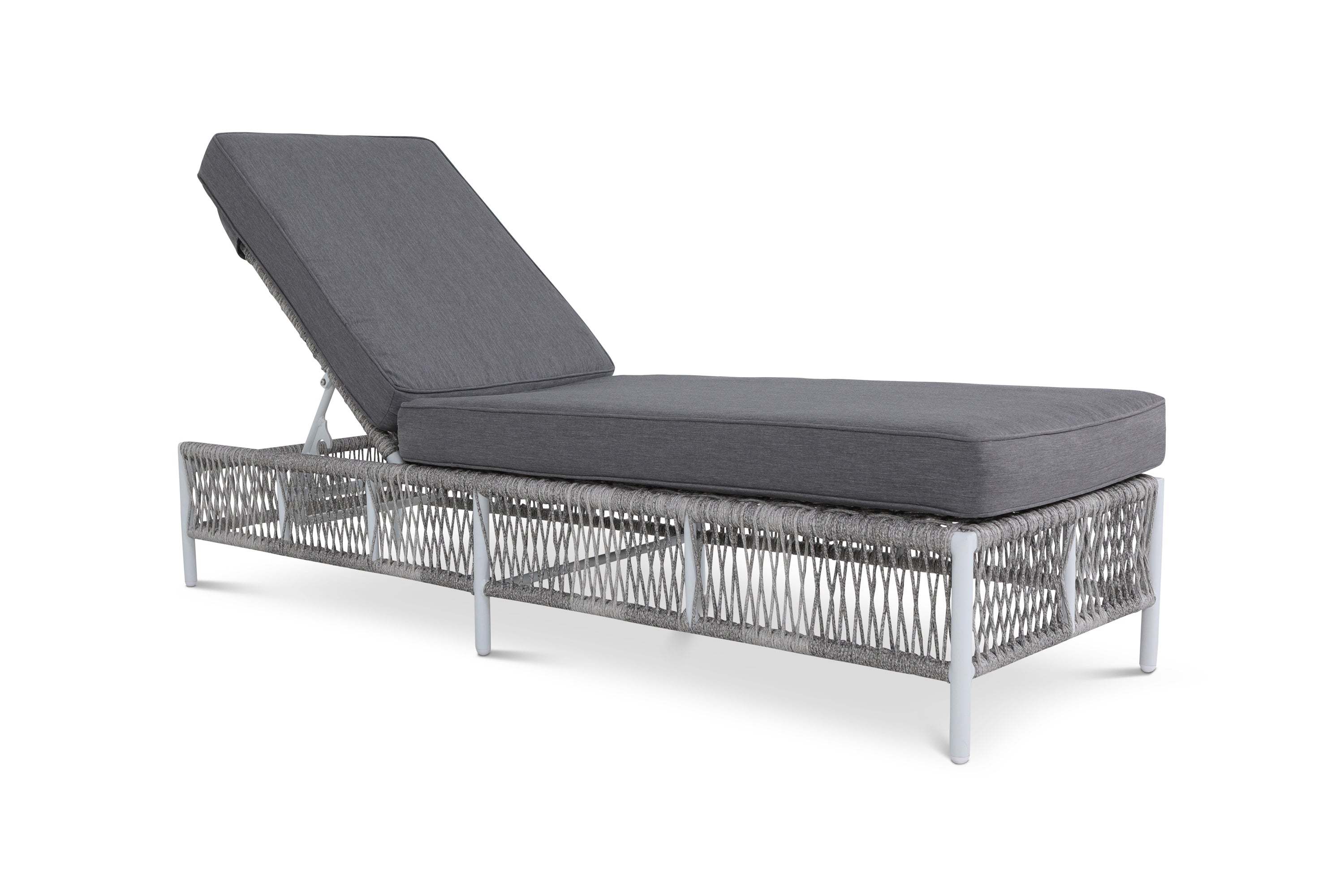 Olivia Grey 2 Piece Set of Outdoor Roped Wicker Chaise Lounges