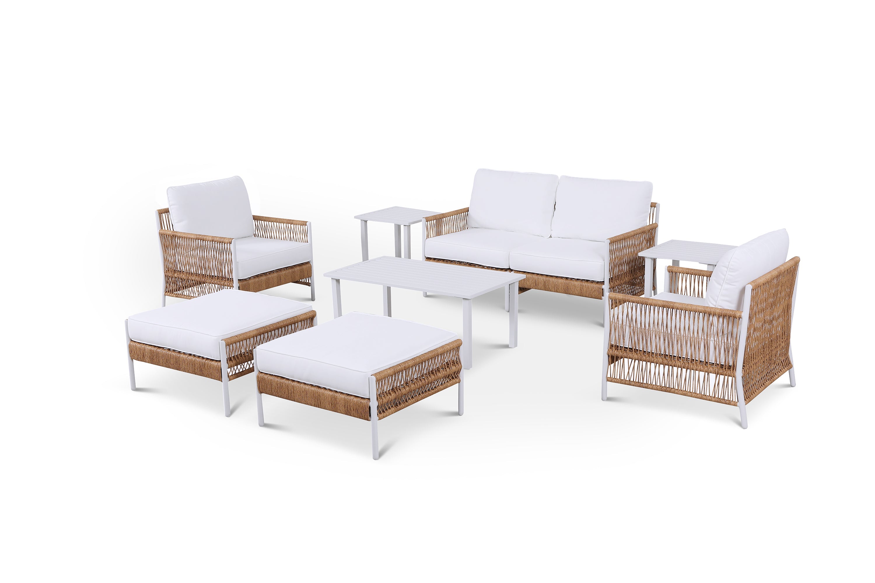Olivia Ivory 9 Piece Conversation Set with End Tables