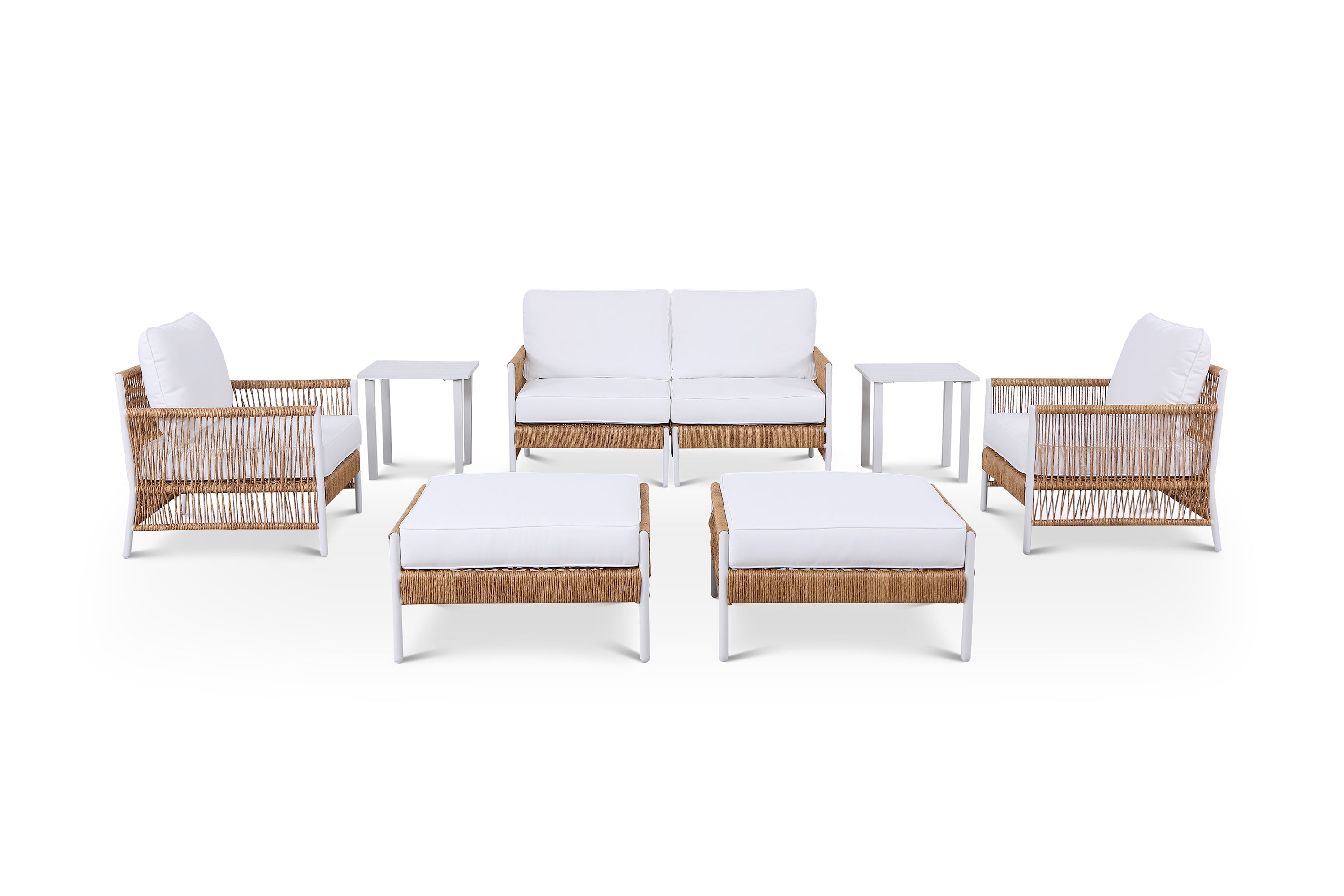 Olivia Ivory 8 Piece Conversation Set with End Tables