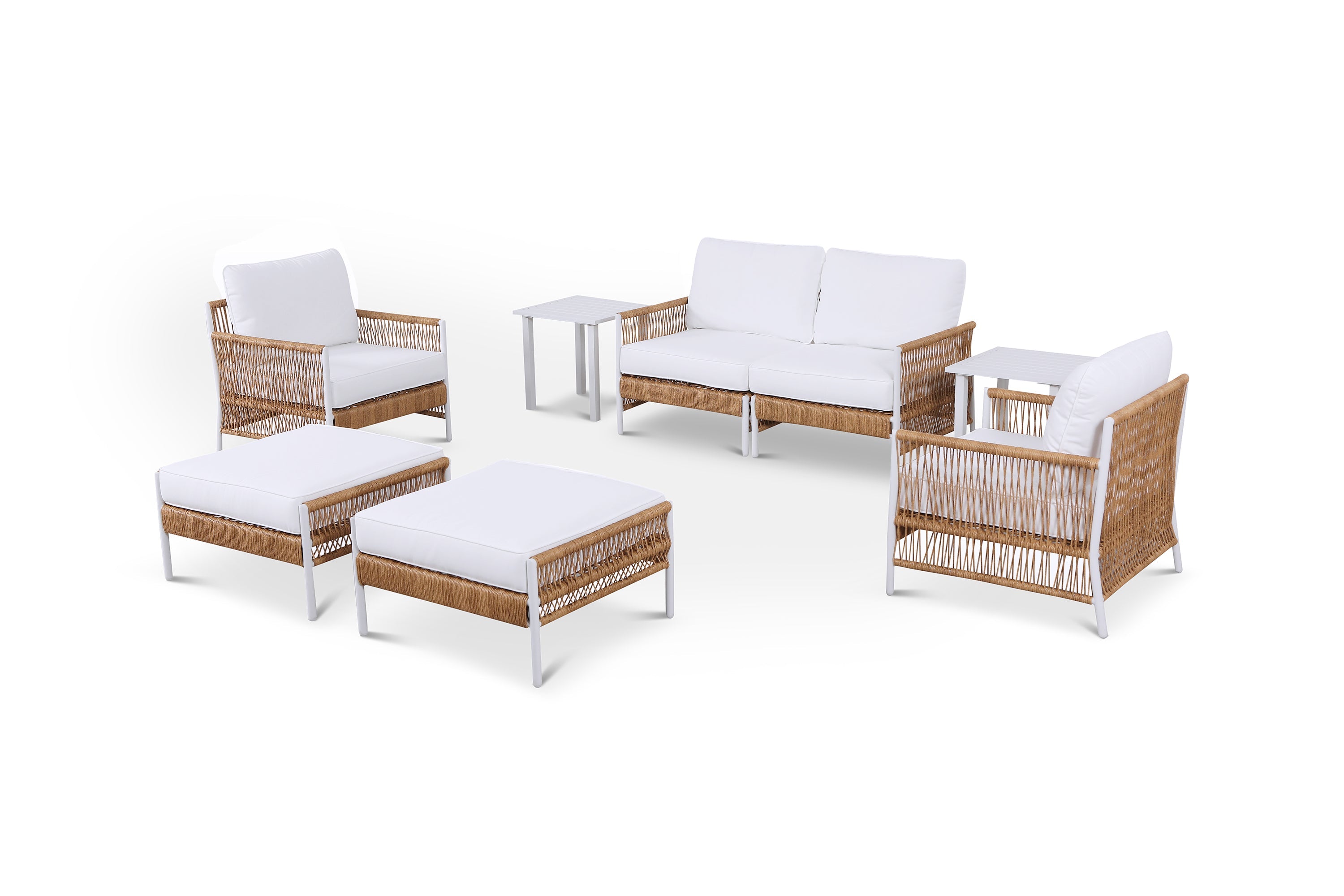Olivia Ivory 8 Piece Conversation Set with End Tables