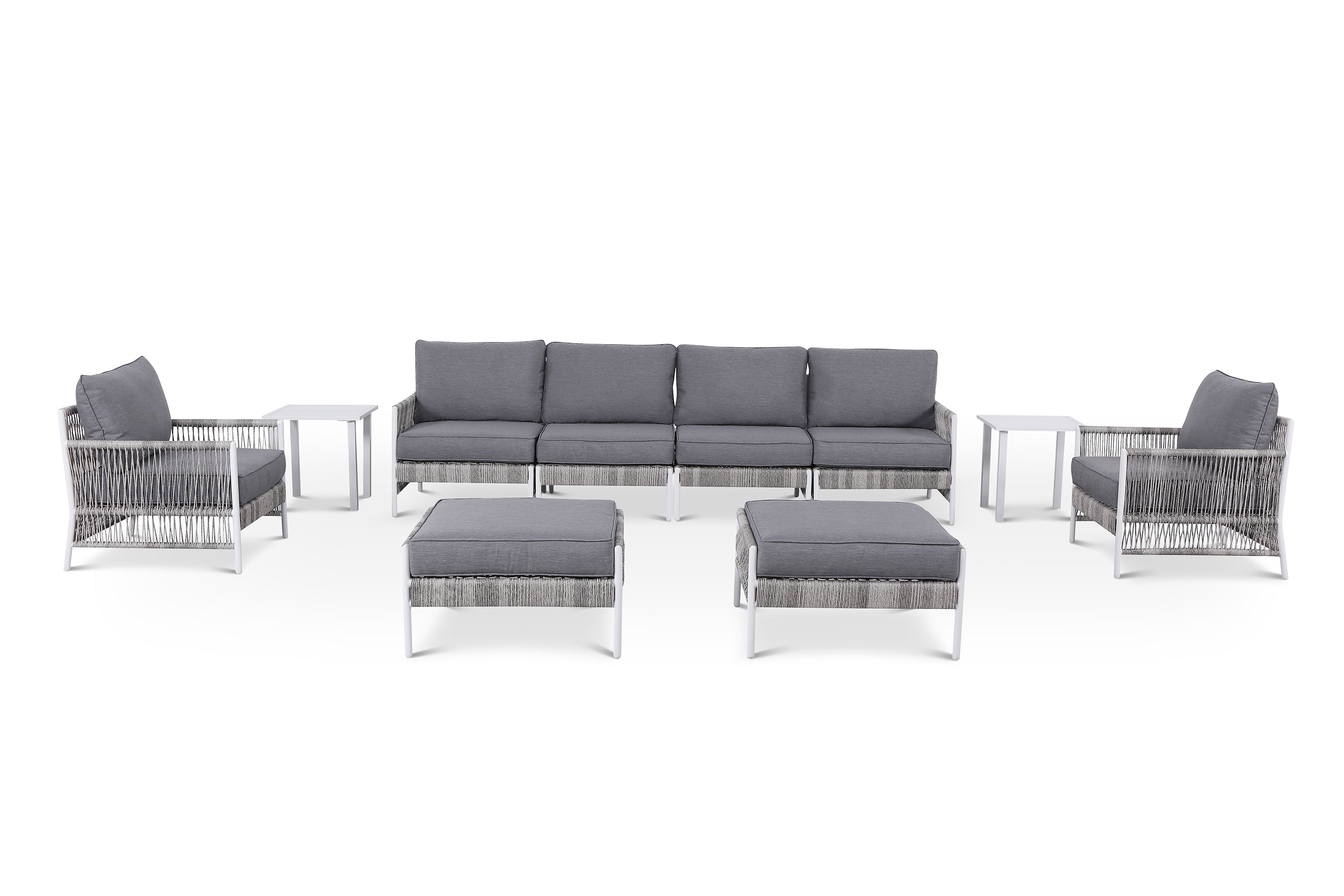 Olivia Grey 10 Piece Wicker Large Sofa Set with End Tables