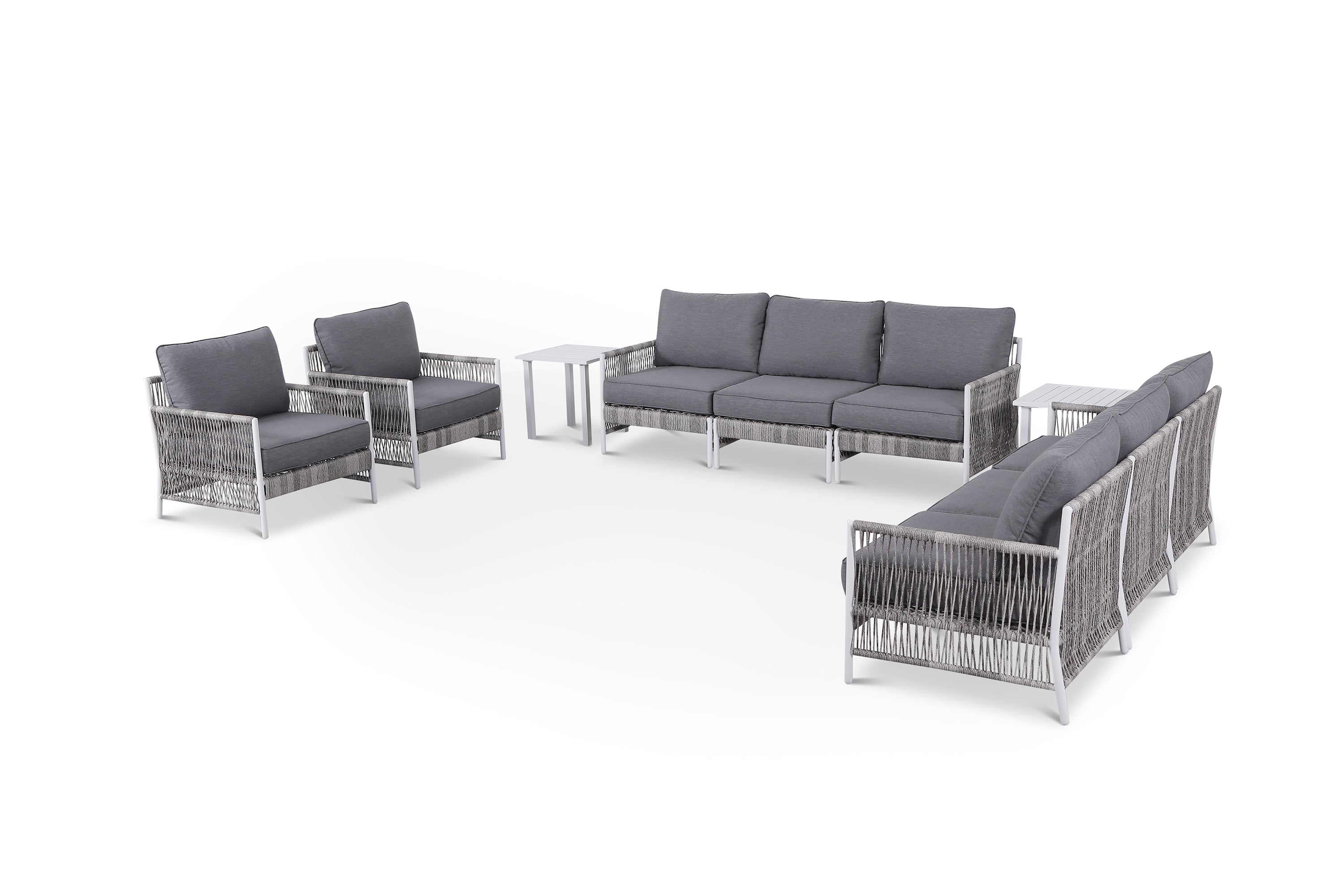 Olivia Grey 10 Piece Sofa Set with End Tables