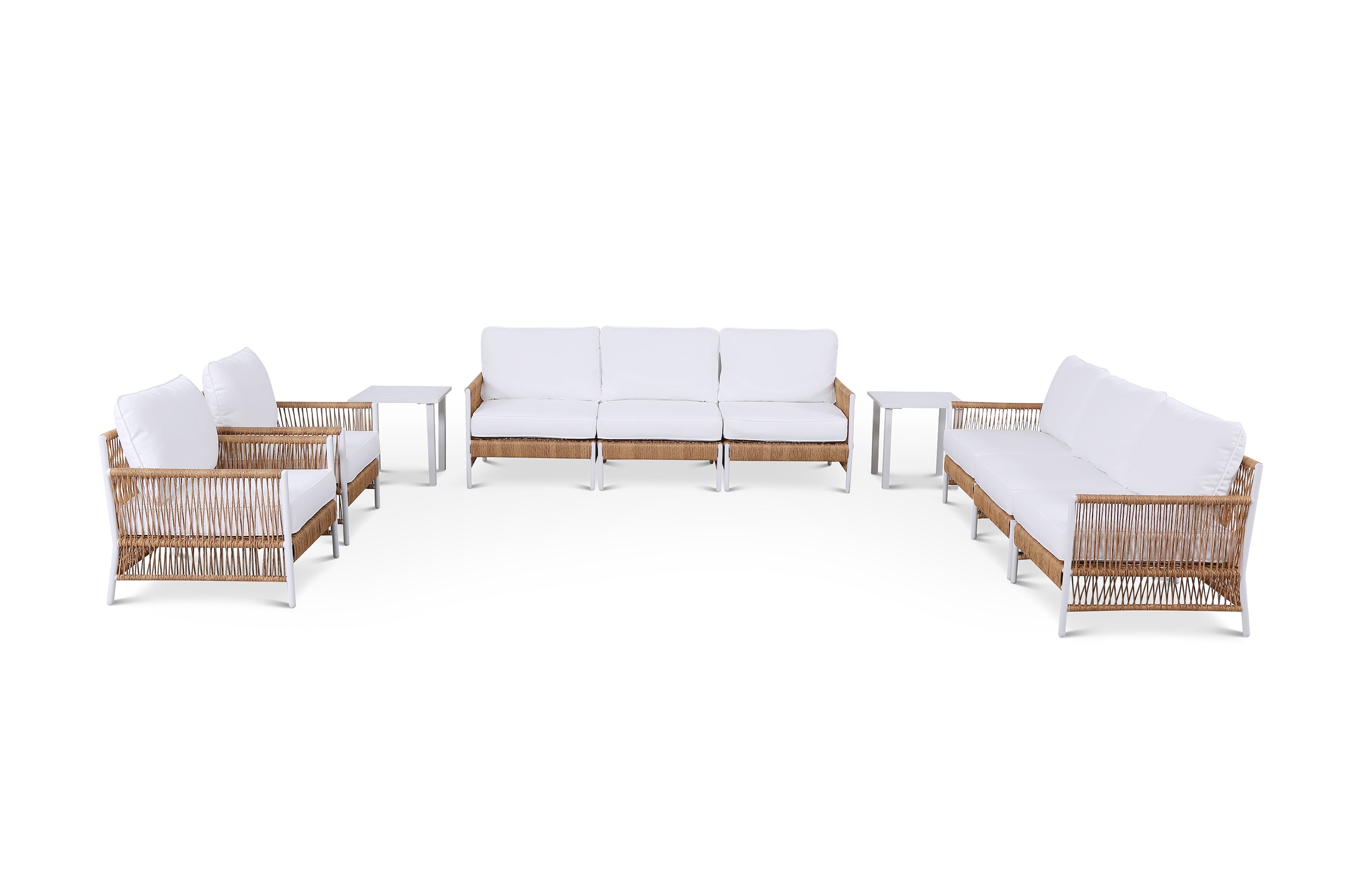Olivia Ivory 10 Piece Sofa Set with End Tables