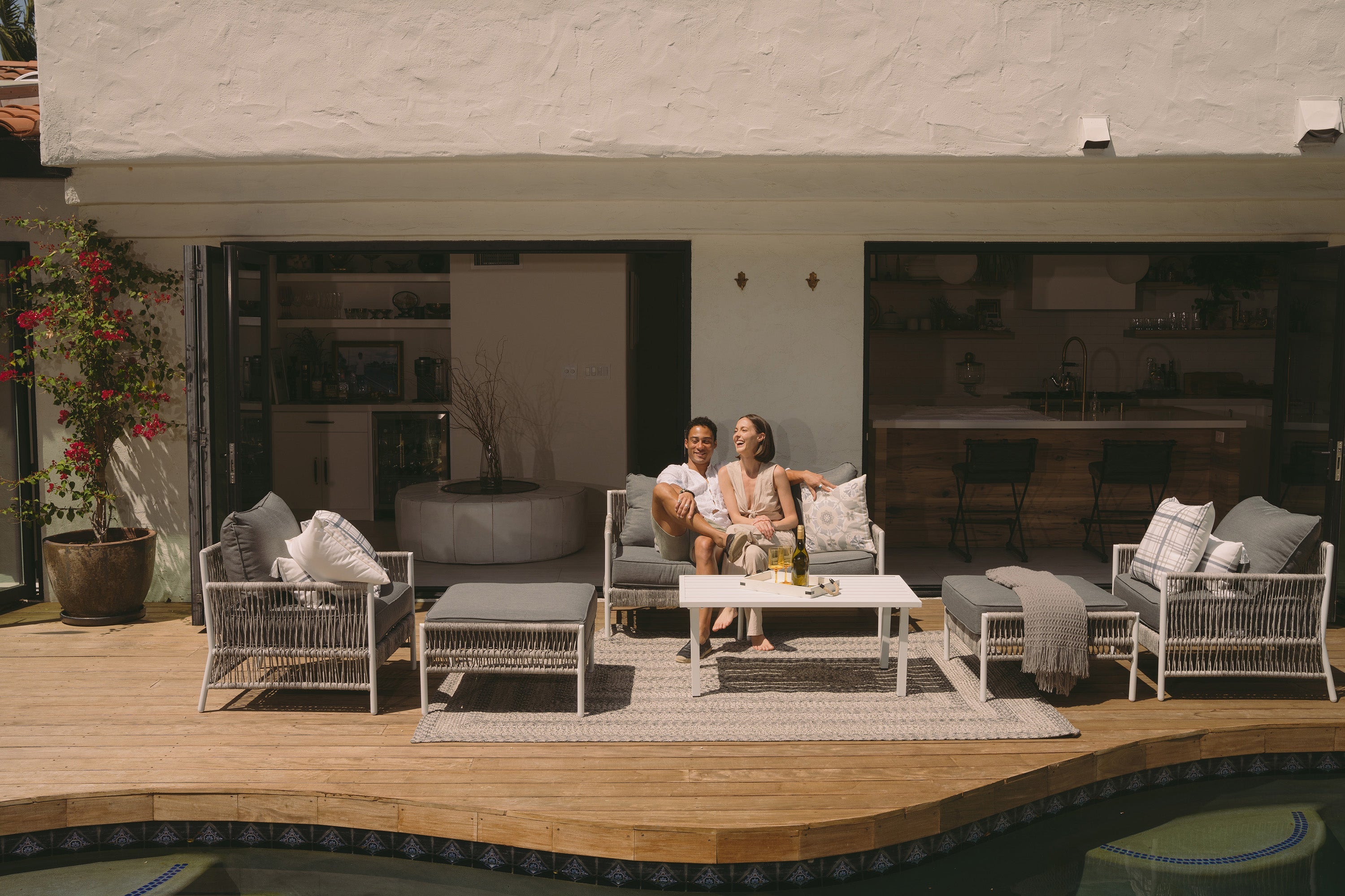 Olivia Grey 7 Piece Outdoor Roped Wicker Sofa Set - SunHaven Home