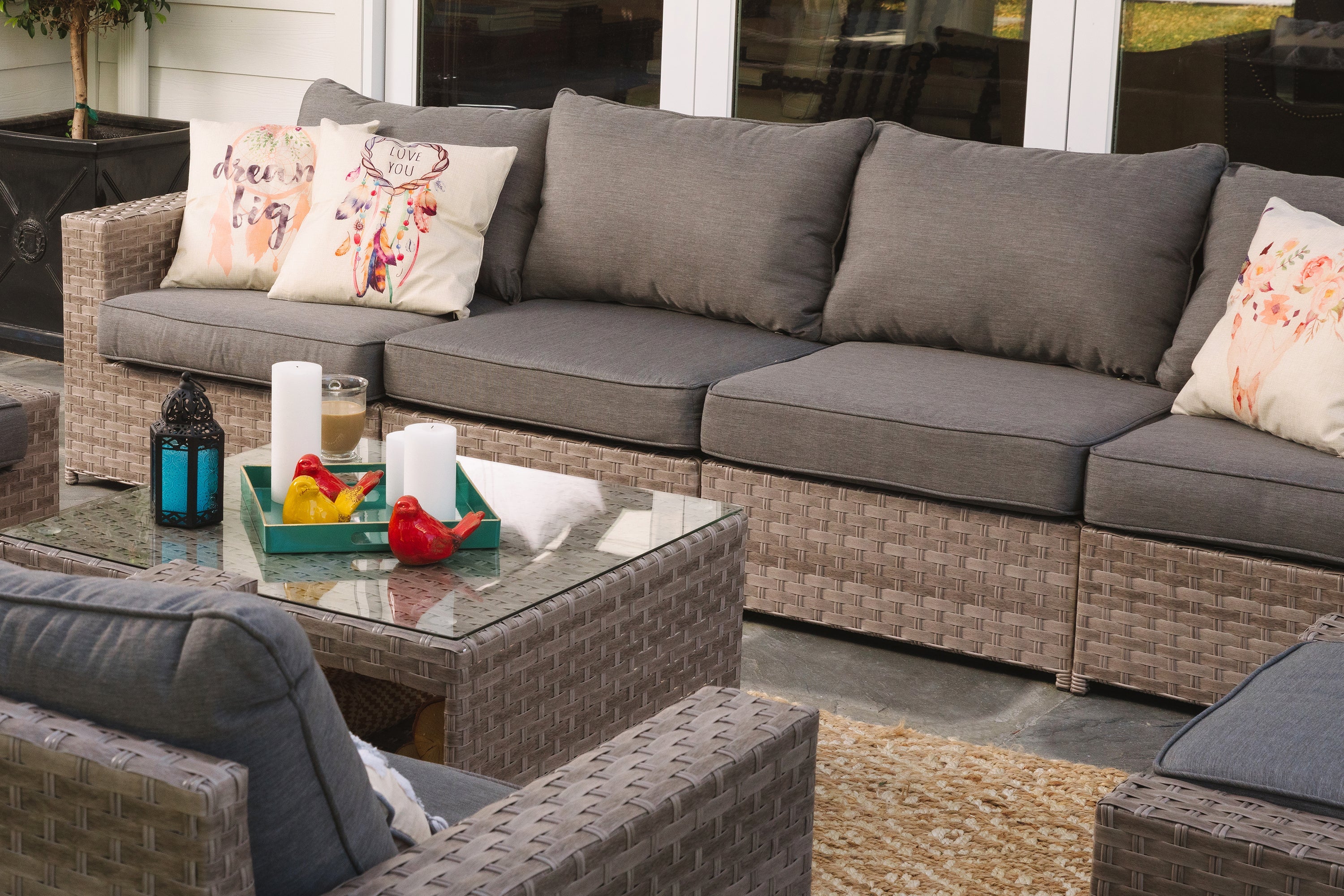 Kensington Grey 11 Piece Outdoor Conversational Sofa Set with End Tables