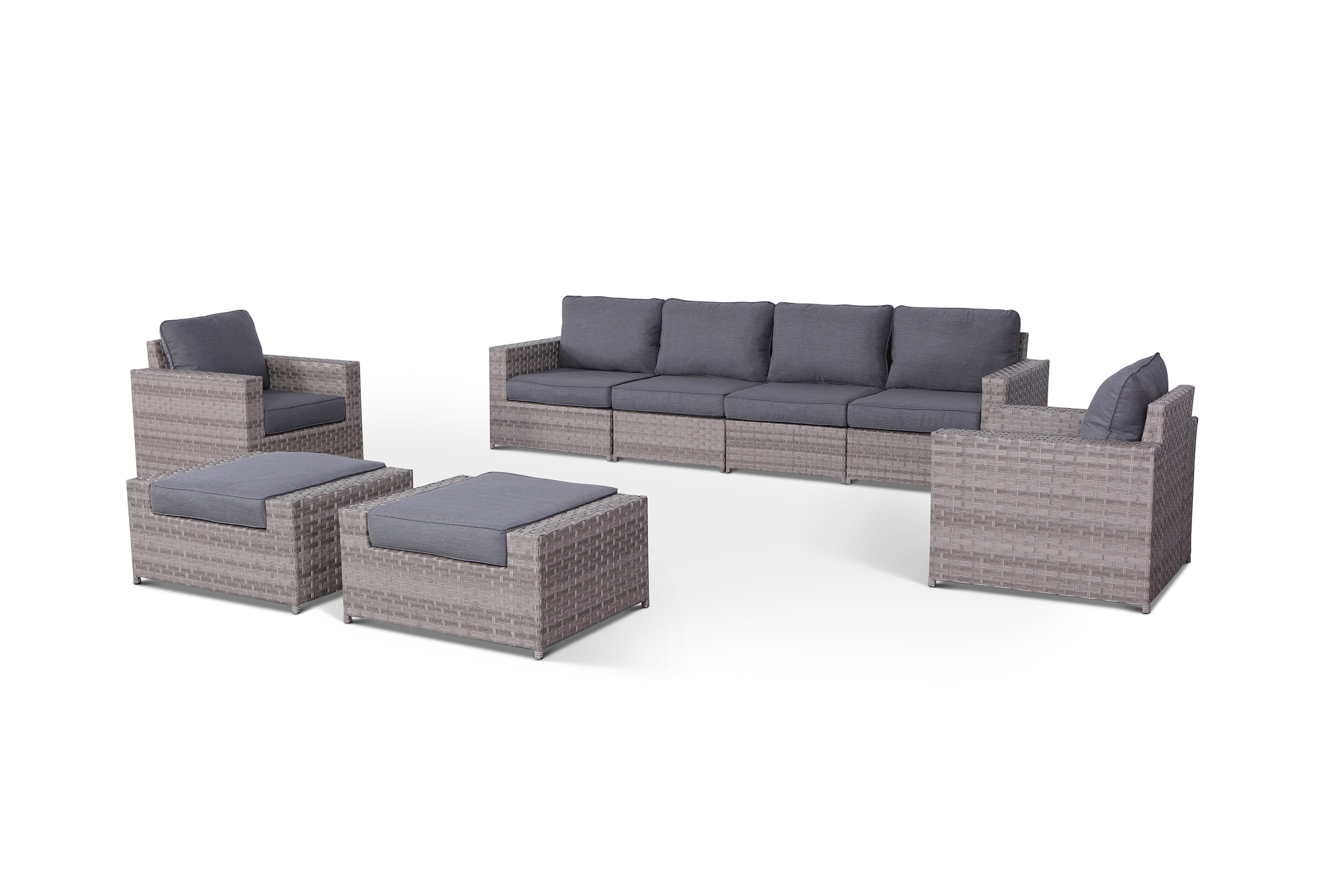 Kensington Grey 8 Piece Outdoor Wicker Large Sofa Set