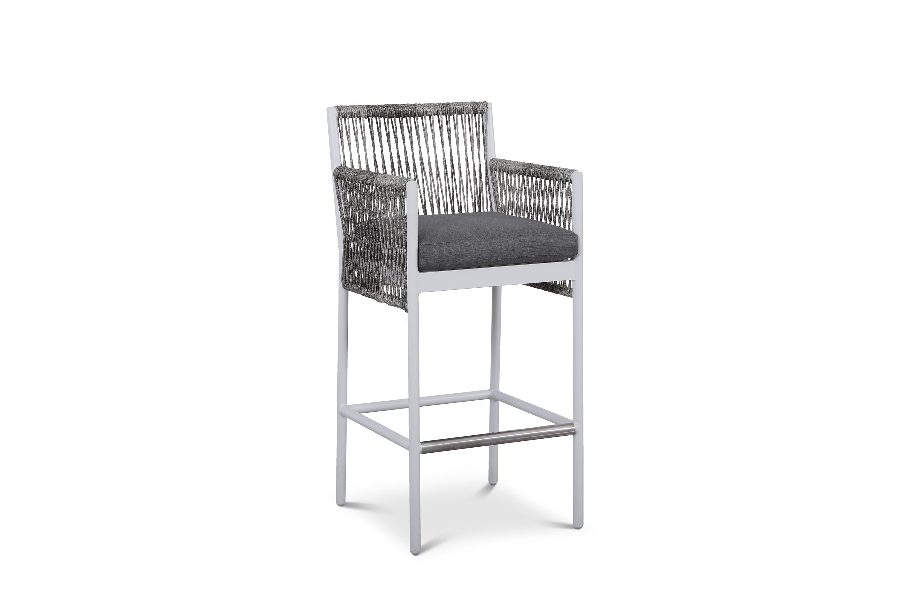 Olivia Grey Roped Wicker Bar Chair