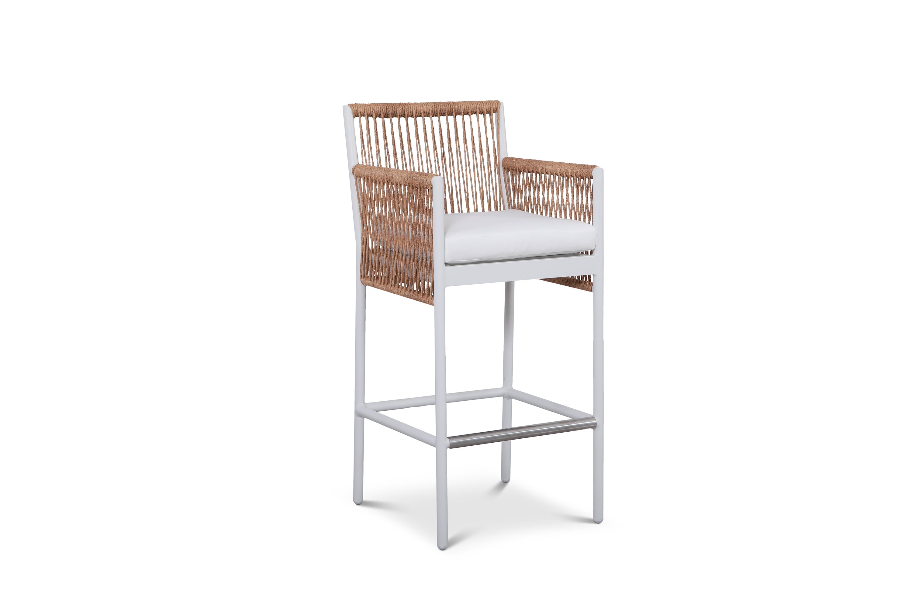 Olivia Ivory Roped Wicker Bar Chair