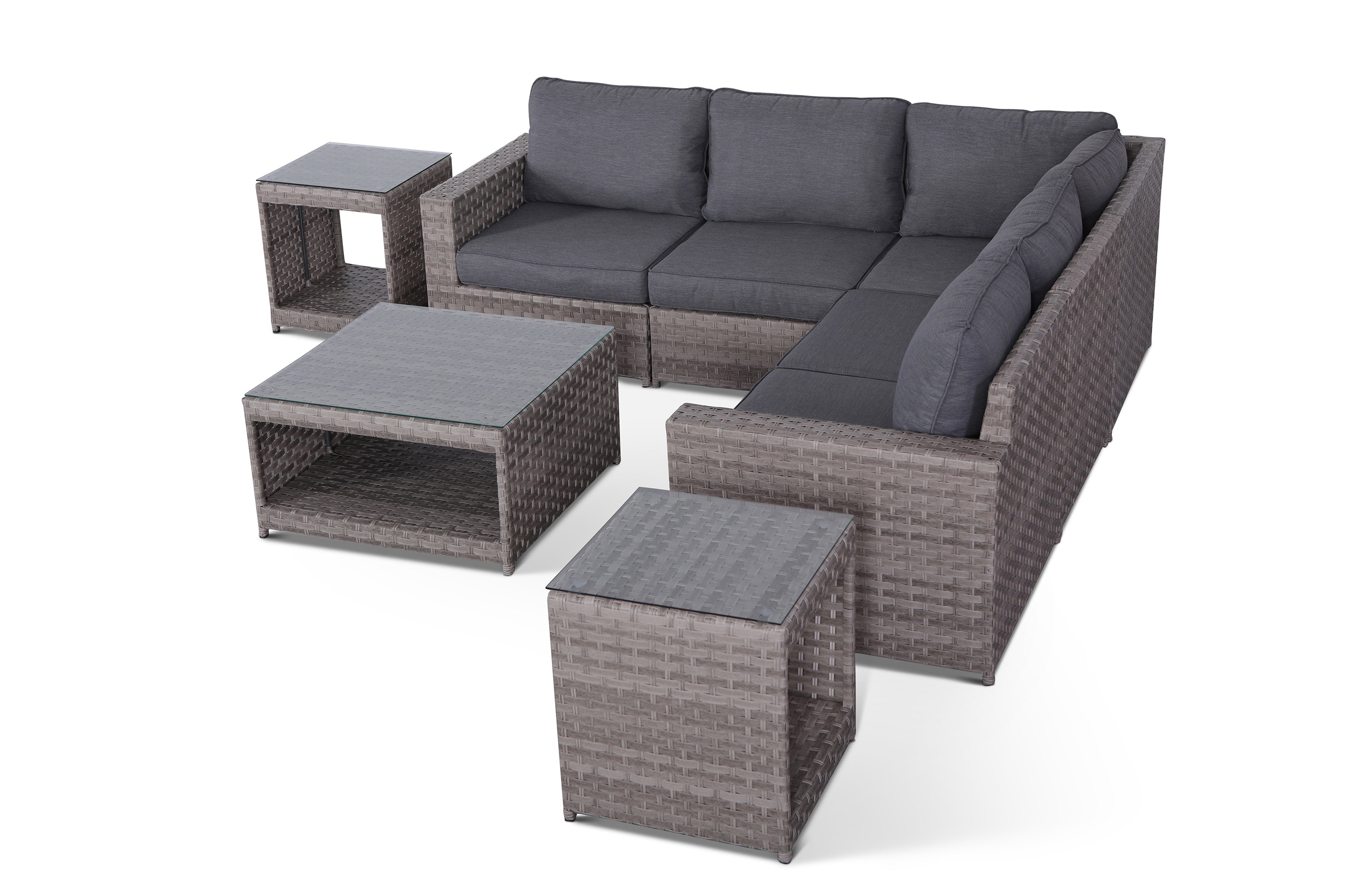 Kensington Grey 8 Piece Outdoor Sectional Set with End Tables