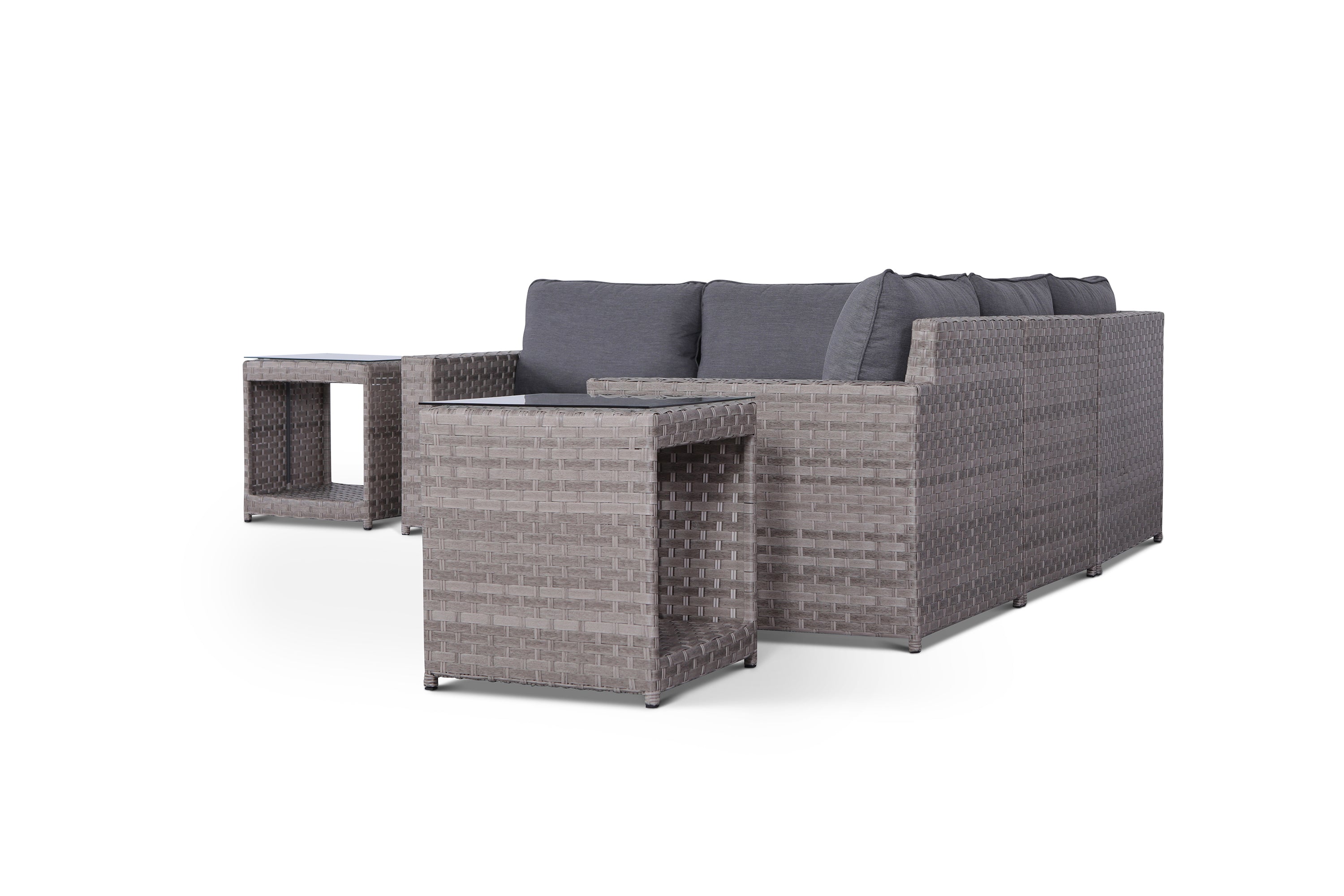 Kensington Grey 7 Piece Outdoor Sectional Set with End Tables