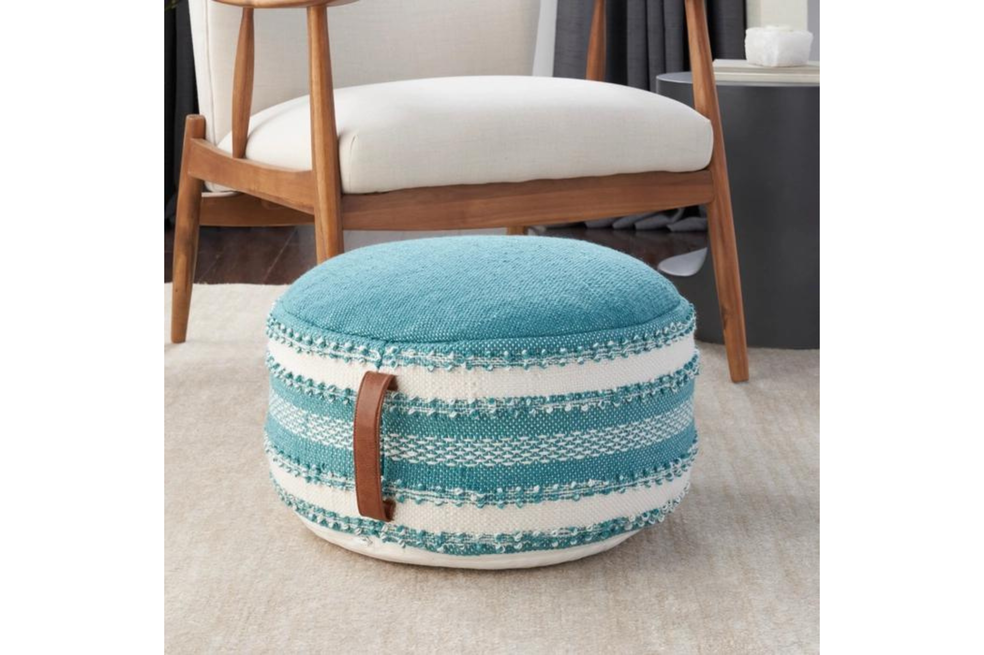 Maia Turquoise Outdoor Pouf